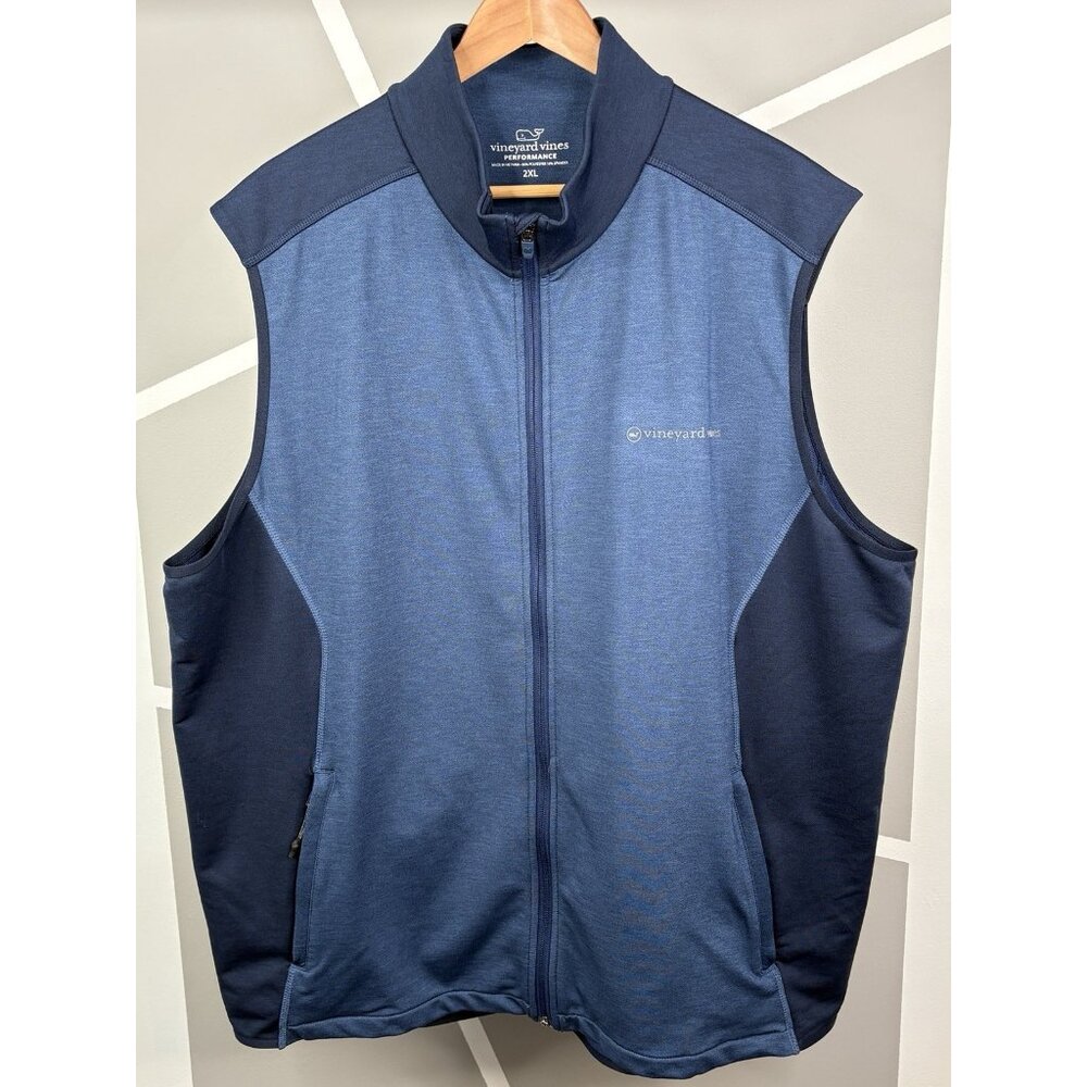 Vineyard Vines Oakfield Performance Vest Men’s XXL Navy Heathered Blue Stretch
